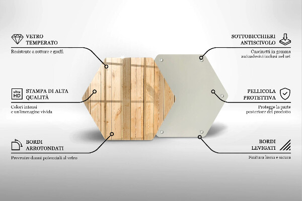 Skärbräda glas sexhörning Ömtåliga träskivor
