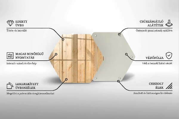 Skärbräda glas sexhörning Ömtåliga träskivor