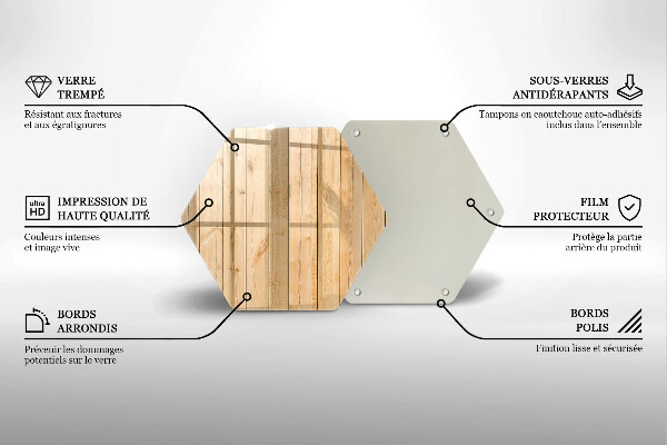 Skärbräda glas sexhörning Ömtåliga träskivor