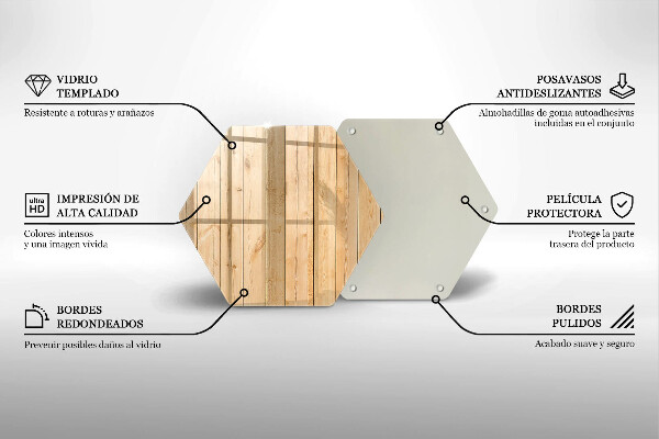 Skärbräda glas sexhörning Ömtåliga träskivor