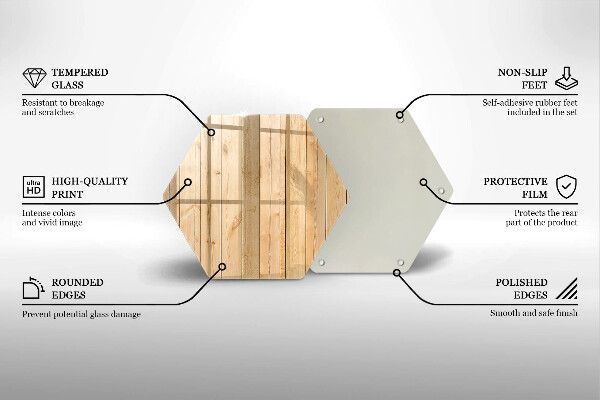 Skärbräda glas sexhörning Ömtåliga träskivor
