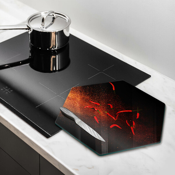 Skärbräda glas sexhörning Varm chilipeppar