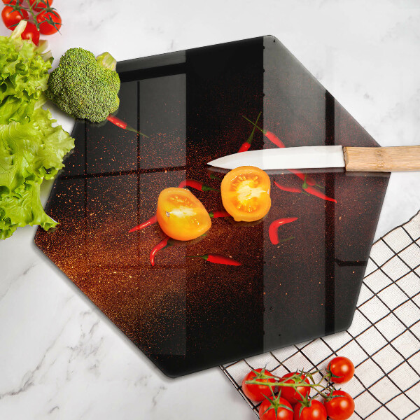 Skärbräda glas sexhörning Varm chilipeppar