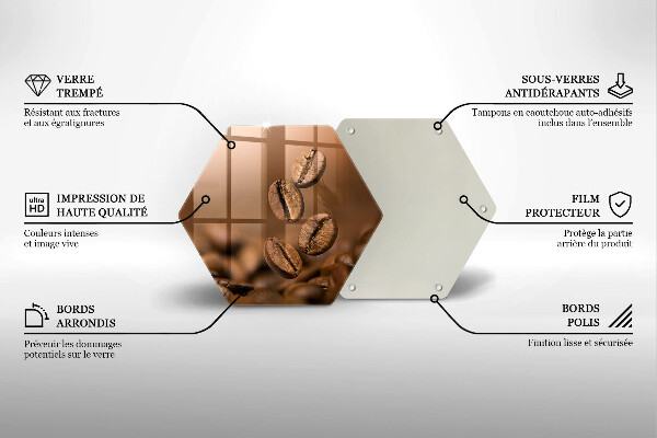 Skärbräda glas sexhörning Kaffebönor