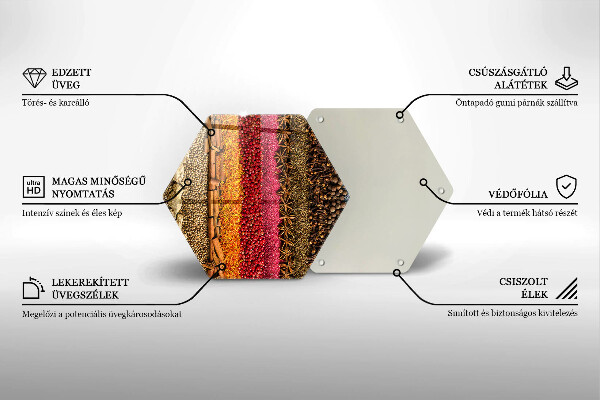 Skärbräda glas sexhörning Färgglada kryddor