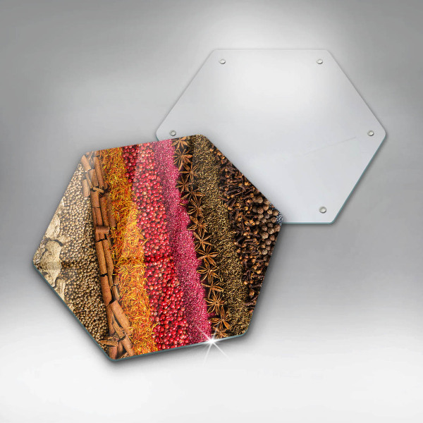 Skärbräda glas sexhörning Färgglada kryddor