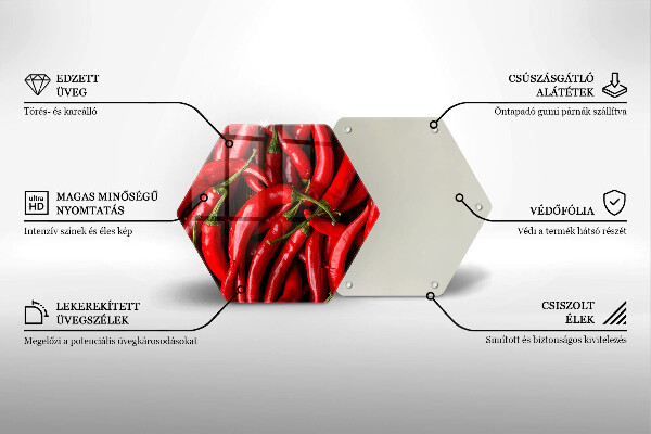 Skärbräda glas sexhörning Varm chilipeppar