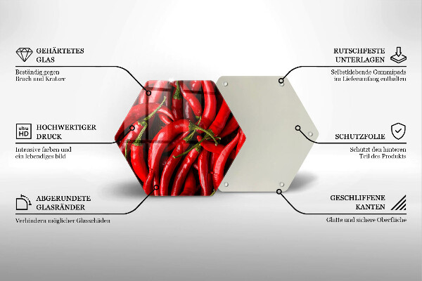 Skärbräda glas sexhörning Varm chilipeppar