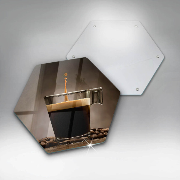 Skärbräda glas sexhörning Glas och kaffebönor