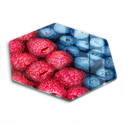 Skärbräda glas sexhörning Hallon och blåbär frukter