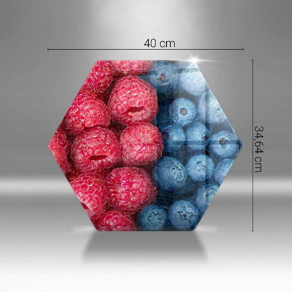 Skärbräda glas sexhörning Hallon och blåbär frukter
