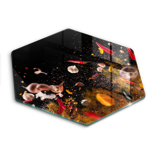 Skärbräda glas sexhörning Heta kryddor