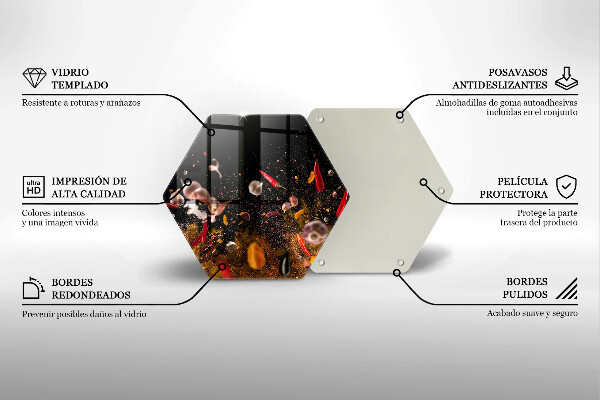 Skärbräda glas sexhörning Heta kryddor