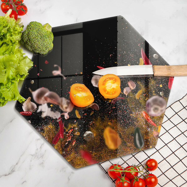 Skärbräda glas sexhörning Heta kryddor