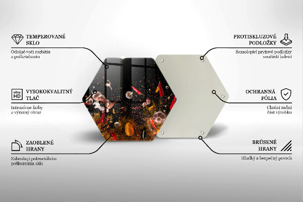 Skärbräda glas sexhörning Heta kryddor