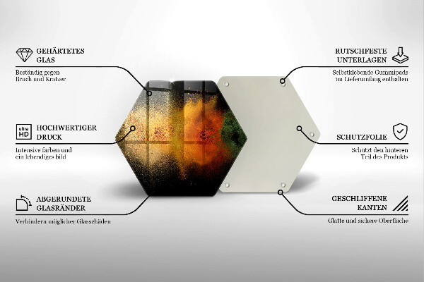 Skärbräda glas sexhörning Färgglada kryddor
