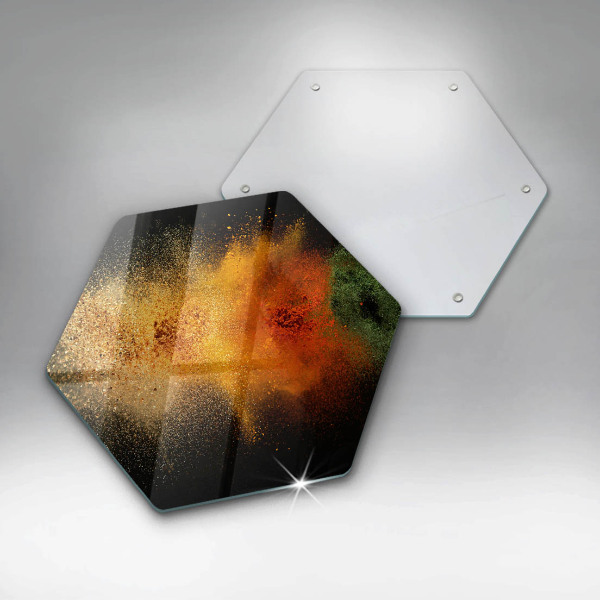 Skärbräda glas sexhörning Färgglada kryddor