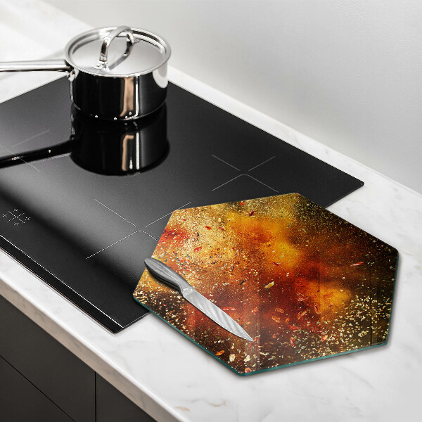 Skärbräda glas sexhörning Färgglada kryddor