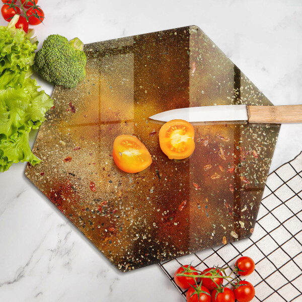 Skärbräda glas sexhörning Färgglada kryddor