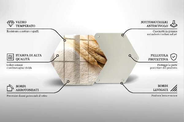 Skärbräda glas sexhörning Mjöl och ax av säd