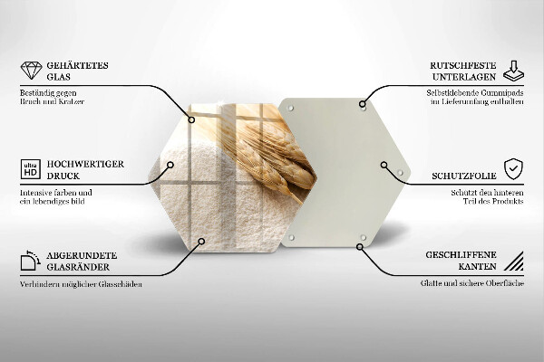 Skärbräda glas sexhörning Mjöl och ax av säd