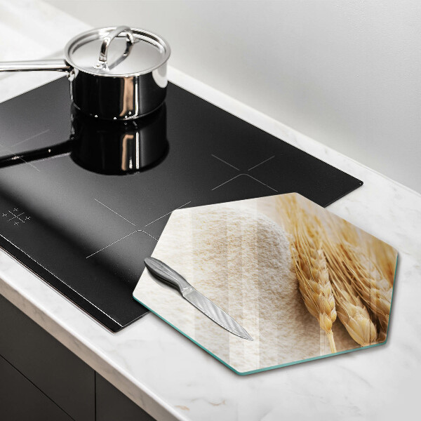 Skärbräda glas sexhörning Mjöl och ax av säd