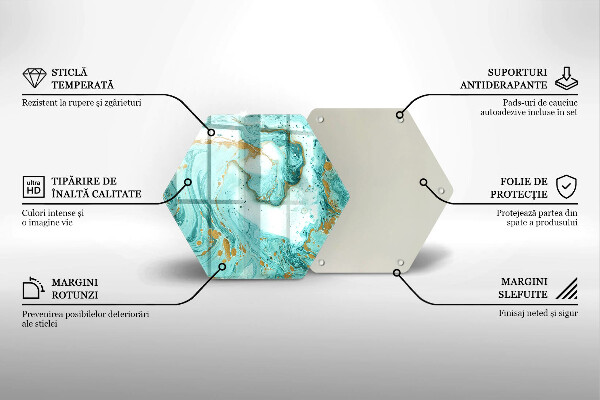 Skärbräda glas sexhörning Blå abstraktion