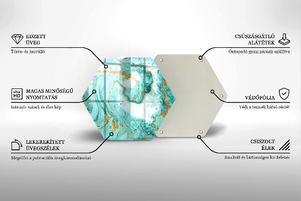 Skärbräda glas sexhörning Blå abstraktion