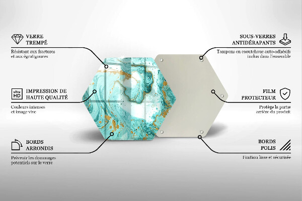 Skärbräda glas sexhörning Blå abstraktion