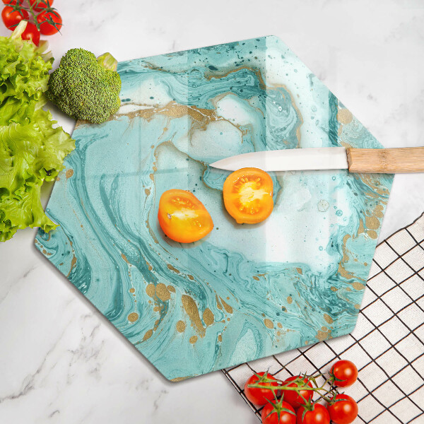 Skärbräda glas sexhörning Blå abstraktion