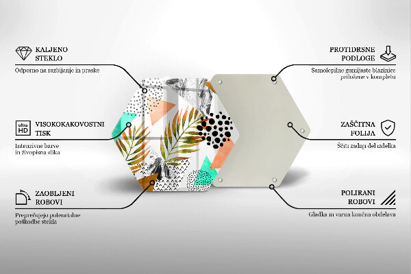 Skärbräda glas sexhörning Boho löv mönster