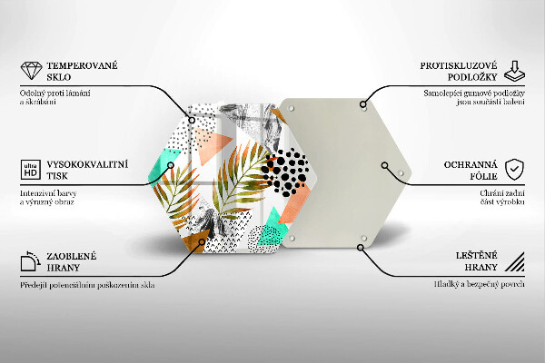 Skärbräda glas sexhörning Boho löv mönster