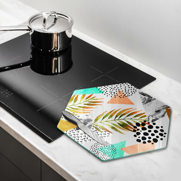 Skärbräda glas sexhörning Boho löv mönster