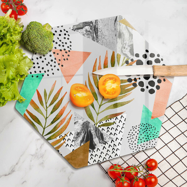 Skärbräda glas sexhörning Boho löv mönster