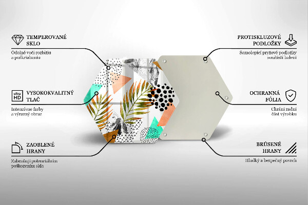 Skärbräda glas sexhörning Boho löv mönster