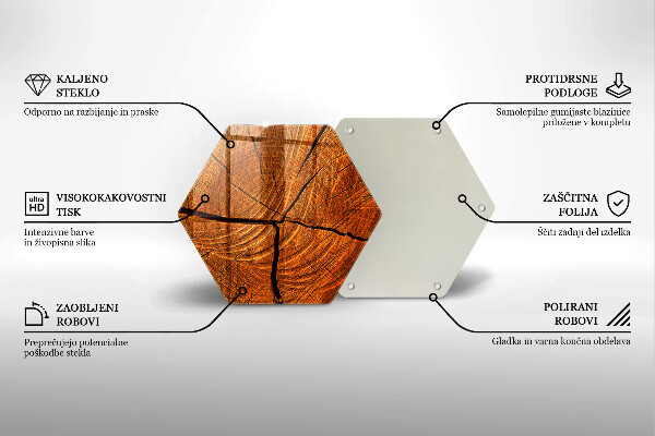 Skärbräda glas sexhörning Trästamstruktur