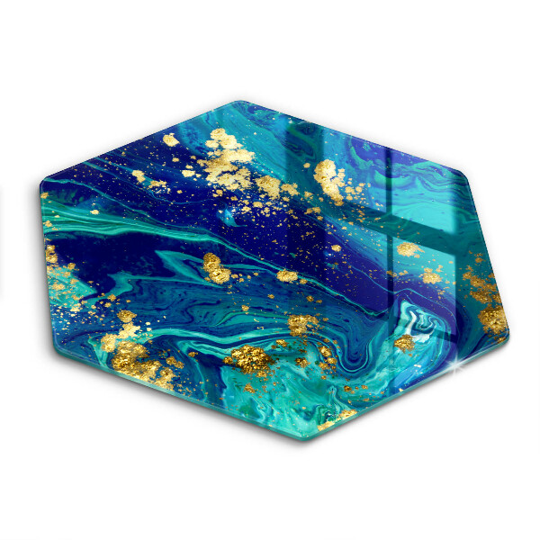 Skärbräda glas sexhörning Abstraktion med guld