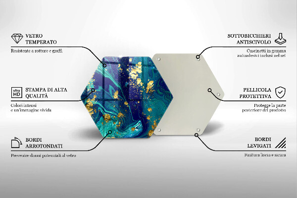 Skärbräda glas sexhörning Abstraktion med guld