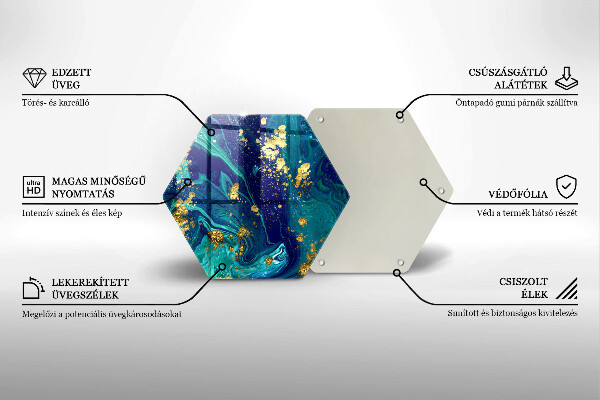 Skärbräda glas sexhörning Abstraktion med guld