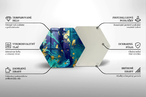 Skärbräda glas sexhörning Abstraktion med guld