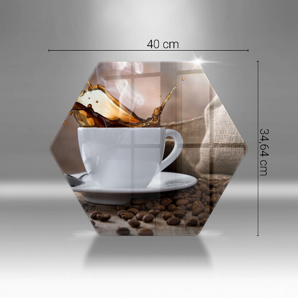 Skärbräda glas sexhörning Kopp och kaffebönor