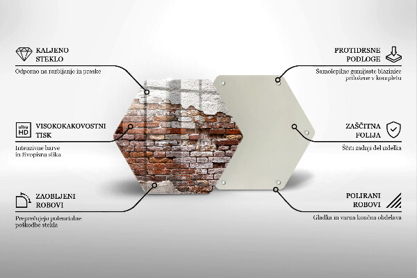 Skärbräda glas sexhörning Gammal tegel- och betongvägg