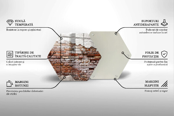 Skärbräda glas sexhörning Gammal tegel- och betongvägg