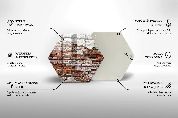 Skärbräda glas sexhörning Gammal tegel- och betongvägg