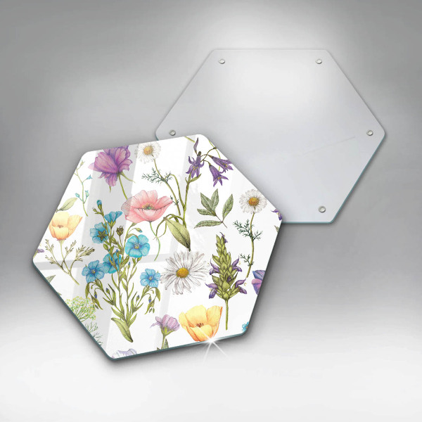 Skärbräda glas sexhörning Blommor illustration