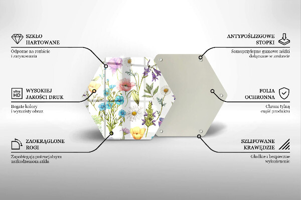 Skärbräda glas sexhörning Blommor illustration
