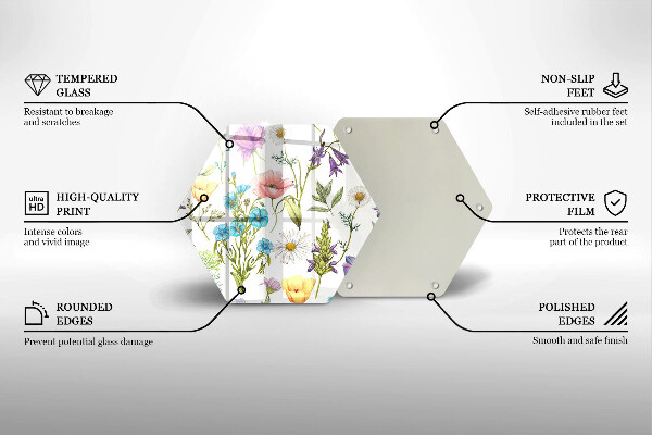 Skärbräda glas sexhörning Blommor illustration
