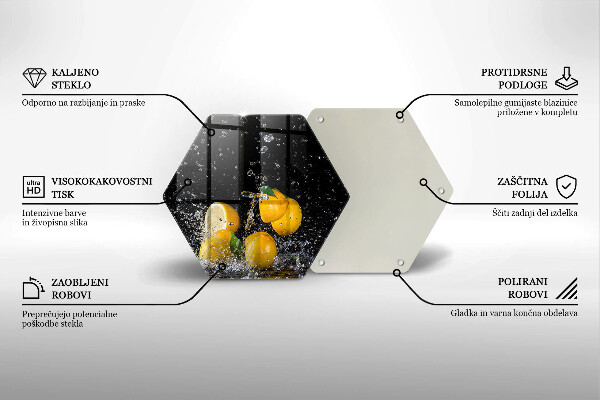 Skärbräda glas sexhörning Saftig citronfrukt