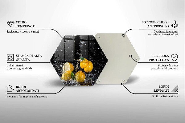 Skärbräda glas sexhörning Saftig citronfrukt