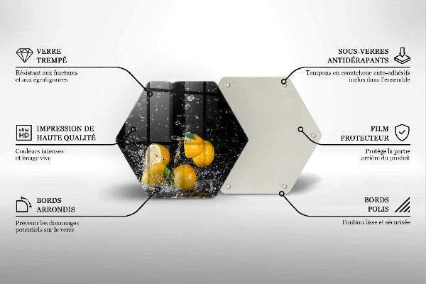 Skärbräda glas sexhörning Saftig citronfrukt